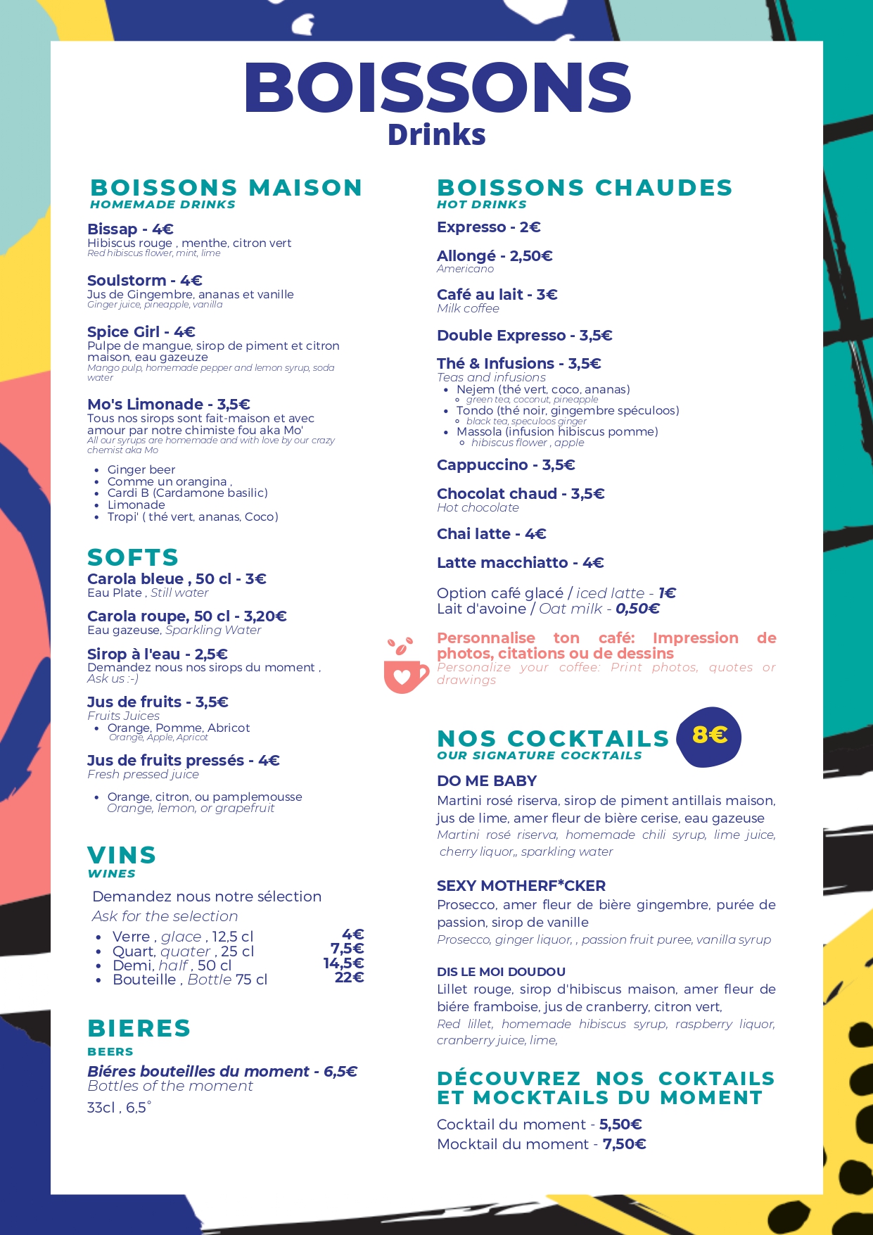 MENU HEY MAMA - BOISSONS