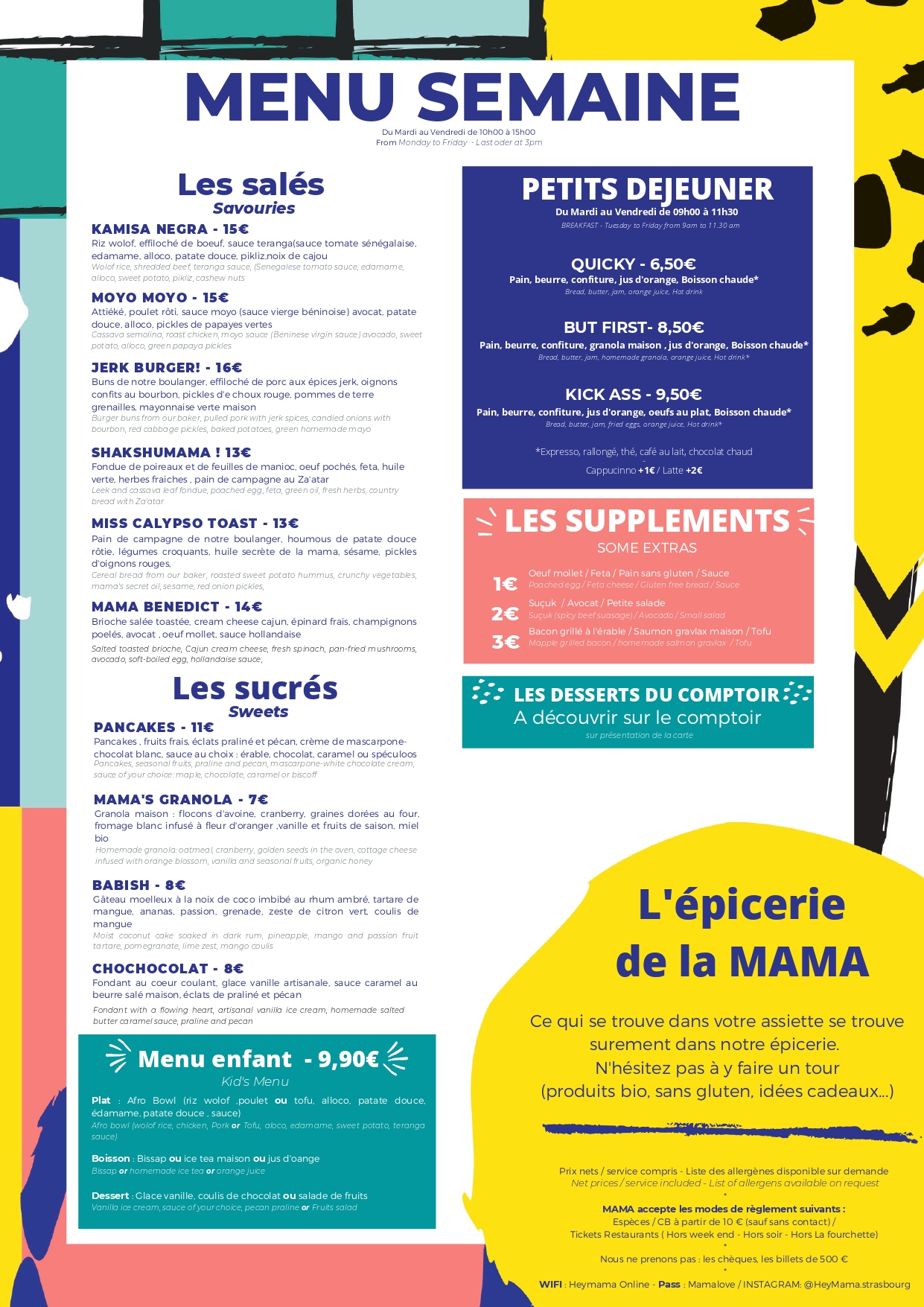 MENU SEMAINE - Plats Hey Mama